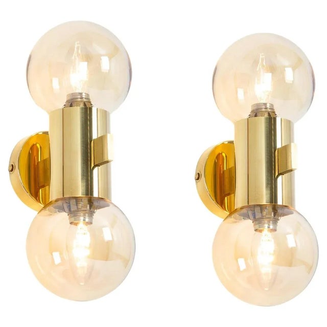 Brass and Smoked Glass Sconces in the style of Sciolari, Germany, 1970s, Set of 2 For Sale - Image 9 of 9