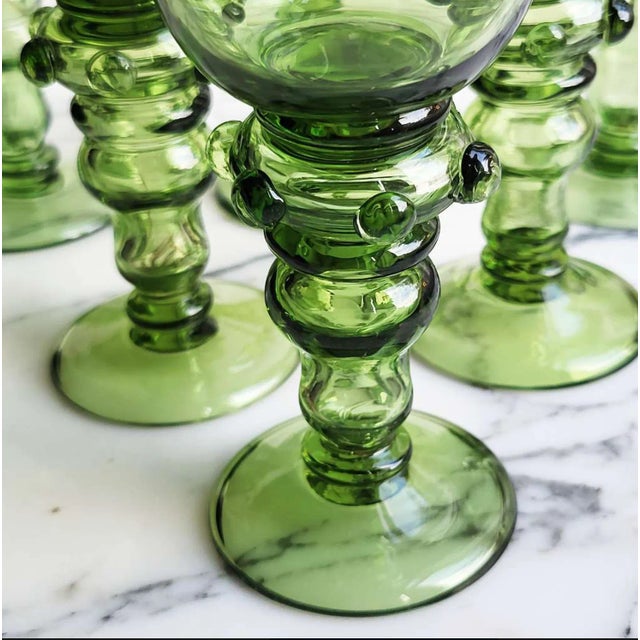 1970s Mouth Blown Römer Wine Glasses, 1970s, Set of 6 For Sale - Image 5 of 8