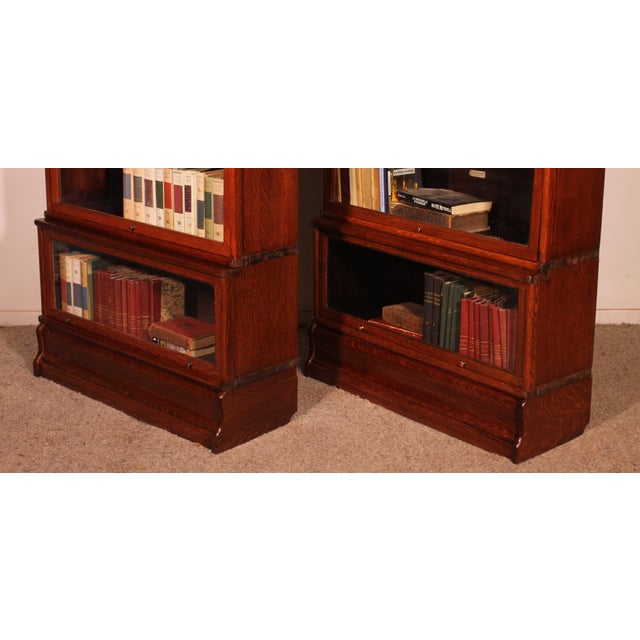 Tan Oak Bookcases from Globe Wernicke, 1900s, Set of 2 For Sale - Image 8 of 11