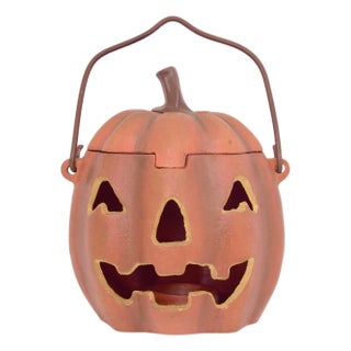 Cast Iron Pumpkin Candle Holder For Sale