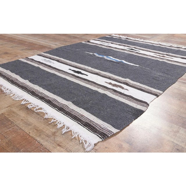 Textile Late 20th Century Vintage Mexican Serape Blanket Kilim Rug, 04'05 X 06'04 For Sale - Image 7 of 10