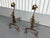 Art Deco Vintage Brass Hammered Flower Fireplace Andirons For Sale - Image 3 of 10