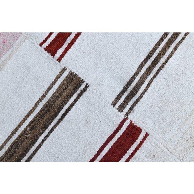1970s Vintage Handmade Wool Cotton White Area Rug For Sale - Image 10 of 11