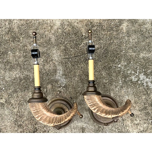Brass Vintage Brass Twisted Horn Wall Sconces - Pair For Sale - Image 8 of 12