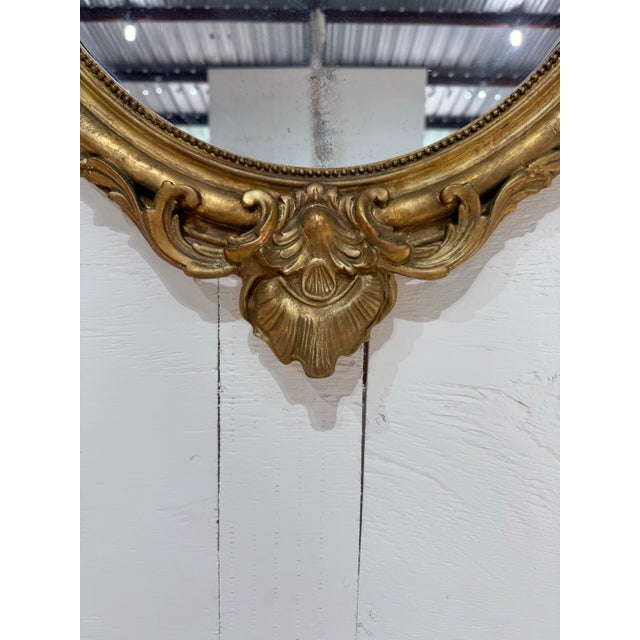 19th Century French Louis XVI Style Carved and Giltwood Oval Mirror For Sale - Image 12 of 12