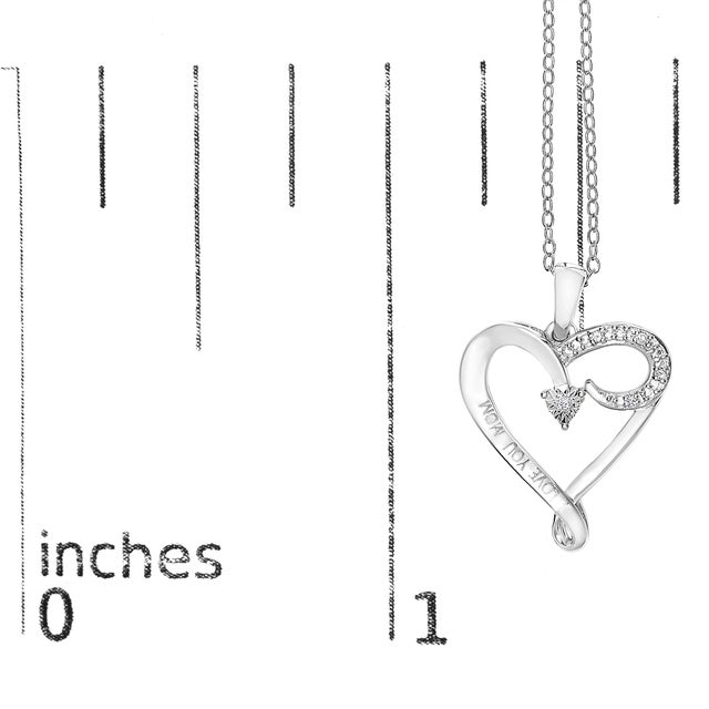 Early 21st Century .925 Sterling Silver Diamond Accent "I LOVE YOU MOM" Heart Pendant Necklace (J-K Color, I2-I3 Clarity) - 18" Inches For Sale - Image 5 of 5