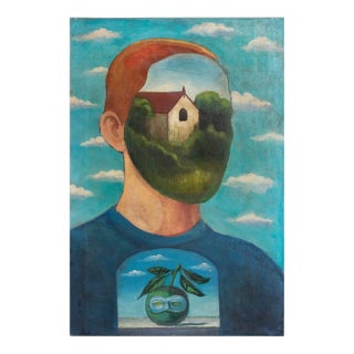 Vintage Surrealist Painting by Unknown Artist For Sale