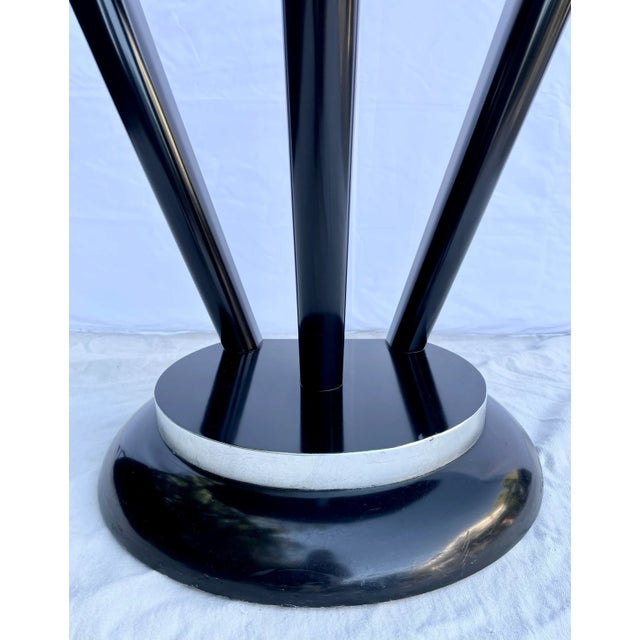 1980s 1980s Postmodern Black Lacquer Art Deco Demi-Lune Console Table For Sale - Image 5 of 13
