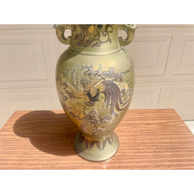 Mid-Century Modern Vintage Solid Brass Vase For Sale - Image 3 of 11