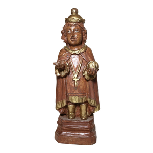 Vintage Antique Carved Wood Religious Jesus of Prague Sculpture Statue Saint