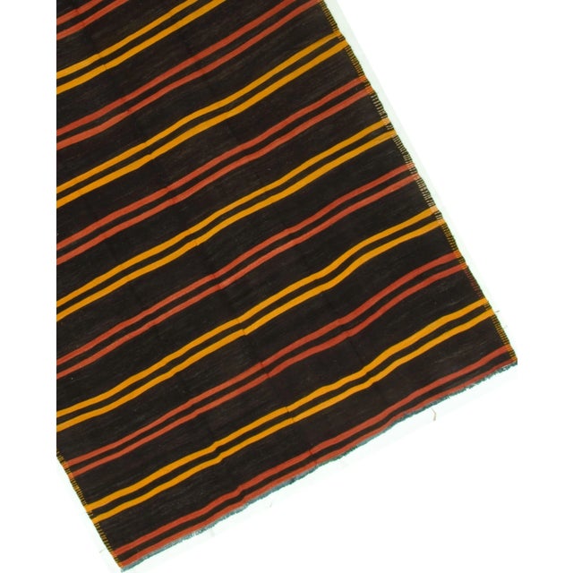 Contemporary Vintage Black Turkish Kilim Rug 6'6 X 11'5 For Sale - Image 3 of 4