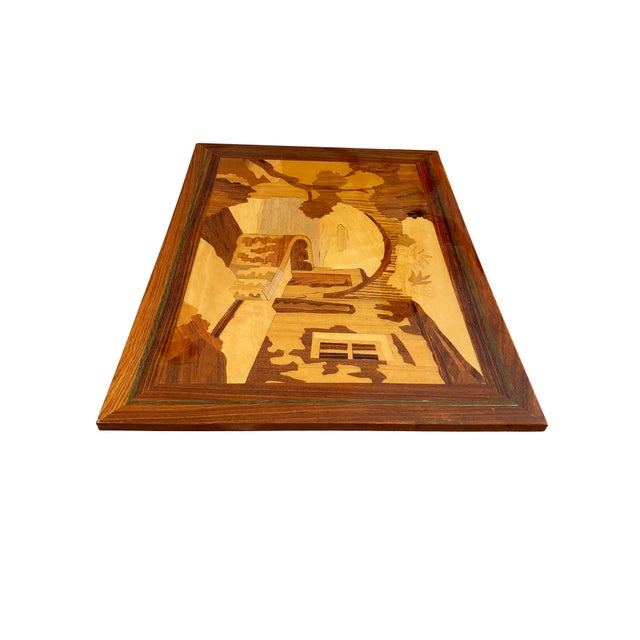 Art Deco Mid 20th Century A Beautiful Italian Coastal Scene Marquetry Panel For Sale - Image 3 of 8