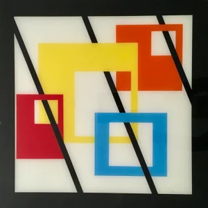 1970s Abstract Mixed-Media Painting by Richard Bailey, Framed