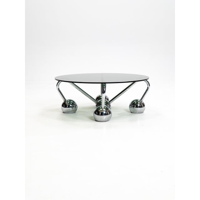 Metal Sputnik Coffee Table in Chromed Metal and Smoked Glass, Italy, 1970s For Sale - Image 7 of 7