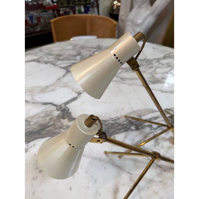 Giuseppe Ostuni 1970s Giuseppe Ostuni Style Italian Brass Table Lamps - a Pair For Sale - Image 4 of 8