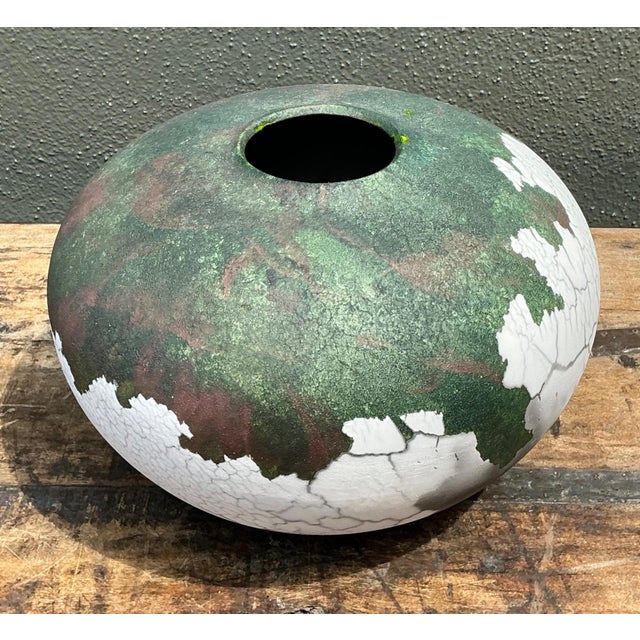 Vintage Tony Evans Crackle Glaze Ceramic Vase For Sale - Image 9 of 12