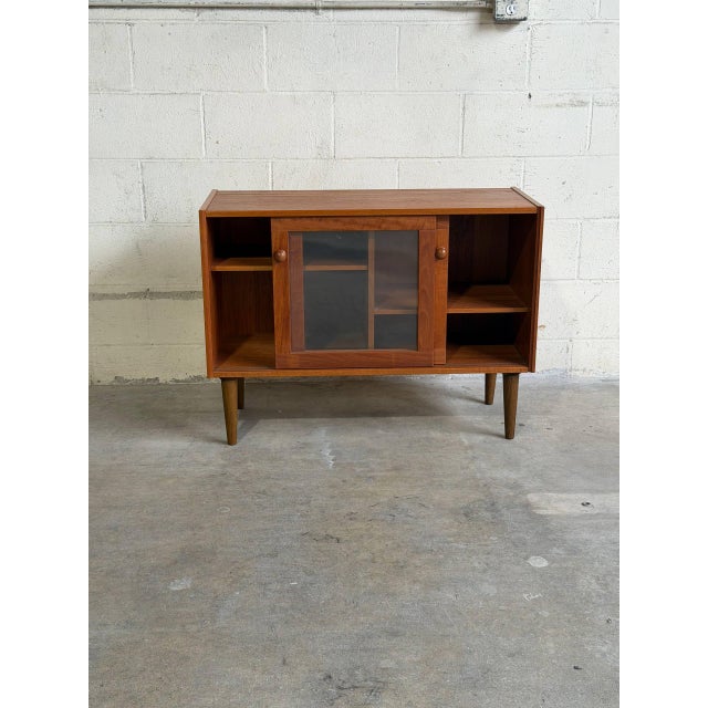 Pair of Danish Mid Century Modern Teak Glass Door Cabinets Display Credenzas Bookcases For Sale - Image 9 of 10