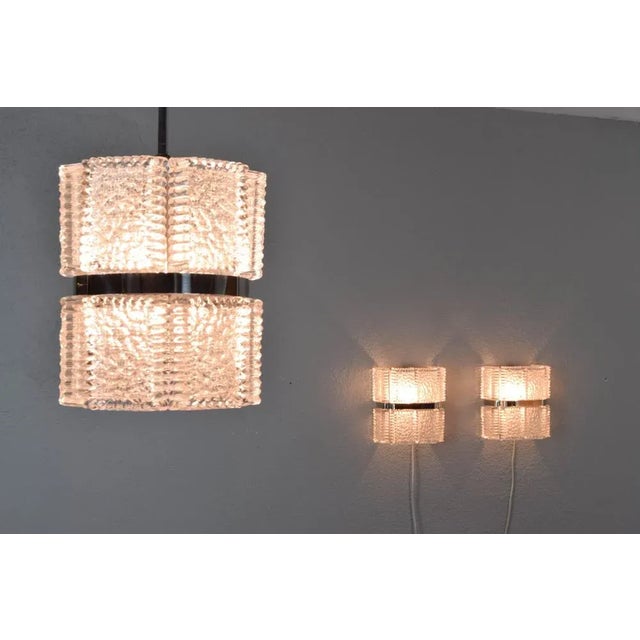 Silver Mid-Century Modern Textured Crystal Chandelier from Kaiser Leuchten, Germany, 1960 For Sale - Image 8 of 9