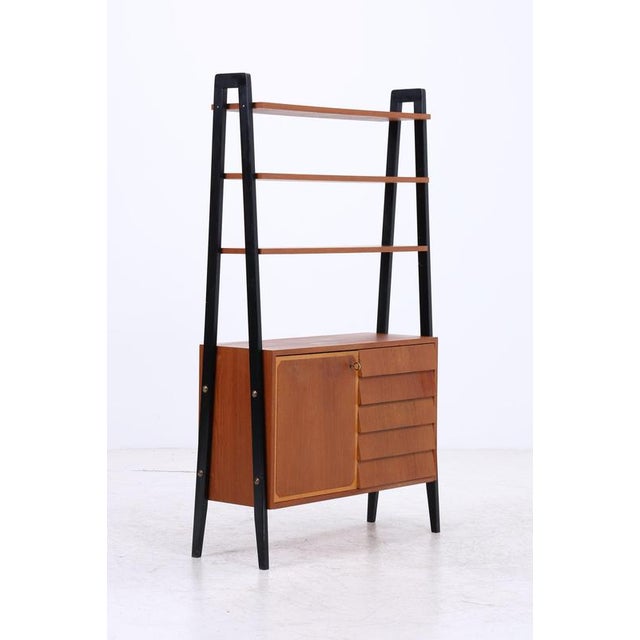 Mid-Century Vintage Teak Bookshelf with 5 Drawers and Door For Sale - Image 15 of 17