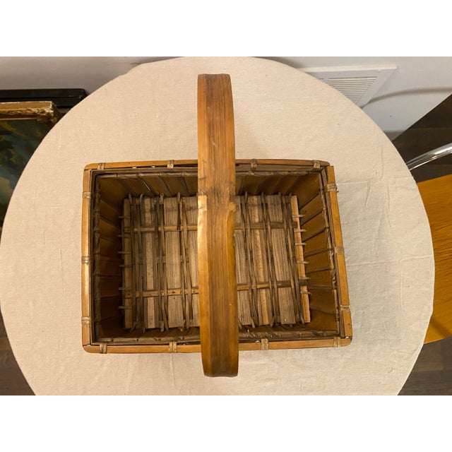 Vintage Bamboo Basket With Handle For Sale - Image 12 of 12