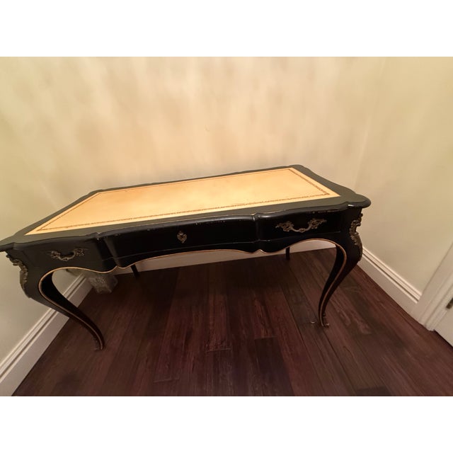2000 - 2009 John Widdicomb Desk & Chair French Style Black/Gold For Sale - Image 5 of 7