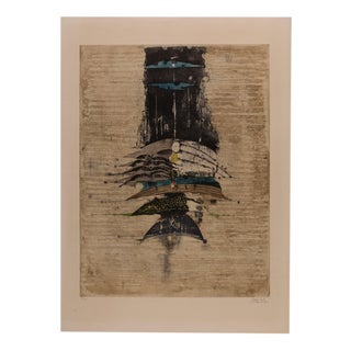 Johnny Friedlaender, Composition with Blue Birds, Etching For Sale