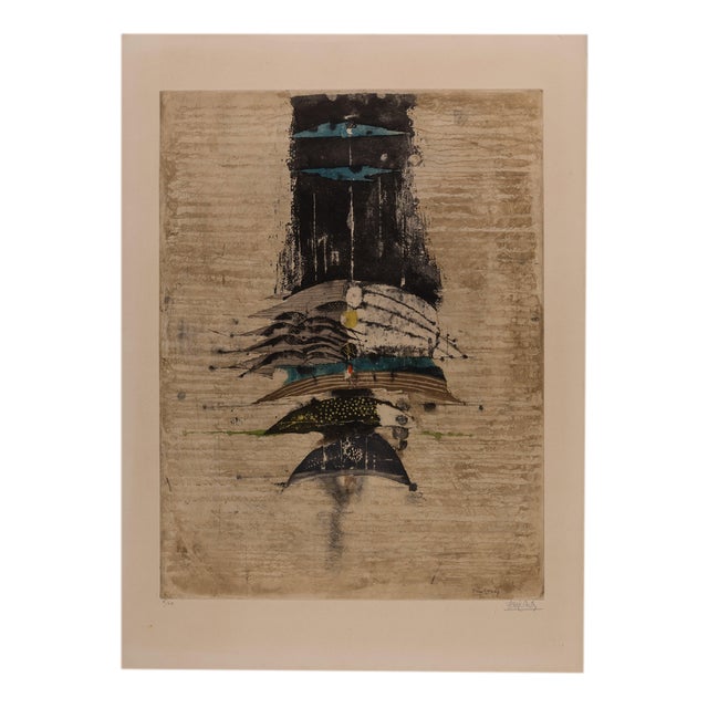 Johnny Friedlaender, Composition with Blue Birds, Etching For Sale