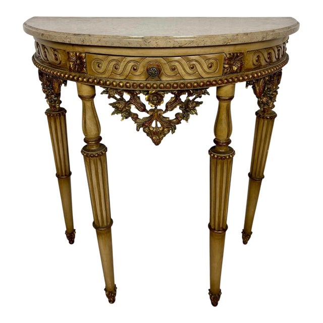 Italian Neoclassical Polychromed Console Table with Marble Top, 1940 For Sale - Image 18 of 18