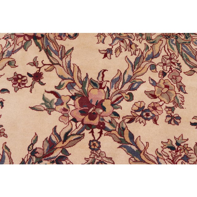 Shabby Chic Floral 1990's Pak-Persian Ivory/Ivory Wool Rug - 9'1'' X 12'1'' For Sale - Image 4 of 9
