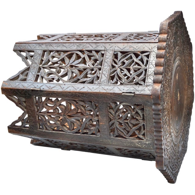 Early 20th Century Early 20th Century Handmade Elephant-Patterned Anglo-Indian Side Table For Sale - Image 5 of 7