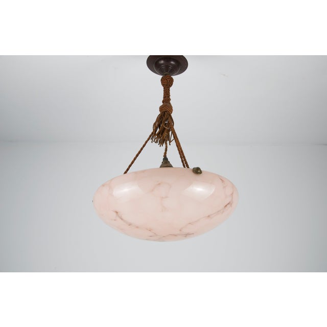 Round Art Deco Glass Pedant Lamp, 1930s, Germany For Sale - Image 4 of 11