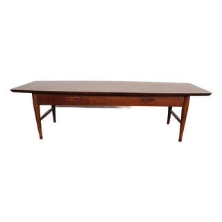 Mid-Century Modern Surfboard-Form Laminate and Walnut Coffee Table With Drawer by Lane For Sale