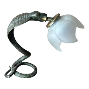 Mid 20th Century Italian Art Deco Table Lamp in Metal and Frosted Glass