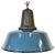 Industrial Blue Enamel Factory Lamp with Cast Iron Top, 1960s For Sale
