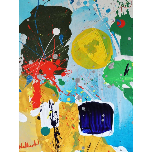 Mid-Century Modern 'Chromatic Constellation' Vintage Swedish Original Abstract Oil Painting, Framed For Sale - Image 10 of 13