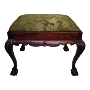 English Mahogany Bench or Stool with Claw and Ball Feet