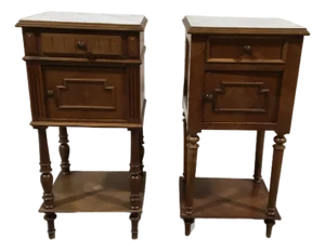 Pair of 19th Century French Louis XVI Marble-Top Chevet Bedside Cabinets, Circa 1880
