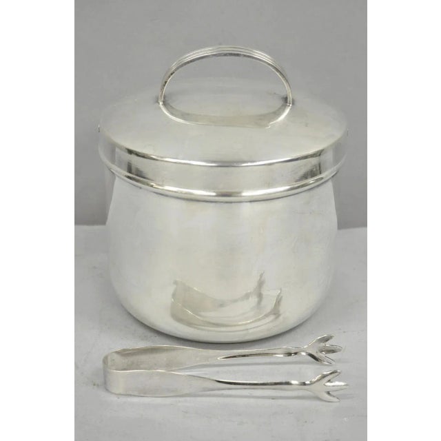 Fisher Weisman Vintage Fisher Mid Century Modern Art Deco Silver Plated Lidded Ice Bucket For Sale - Image 4 of 12