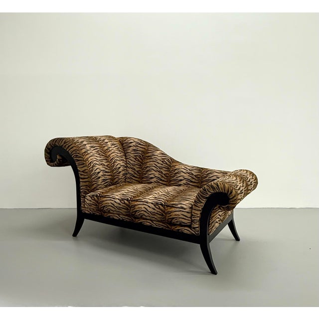 Vintage Thayer Coggin Tiger Scroll Arm Loveseat For Sale In West Palm - Image 6 of 8