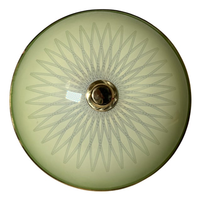Mid-Century Modern Green Ceiling Lamp, 1960s For Sale