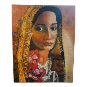 Vintage 1972 East Asian/Indian Woman's Portrait, Signed