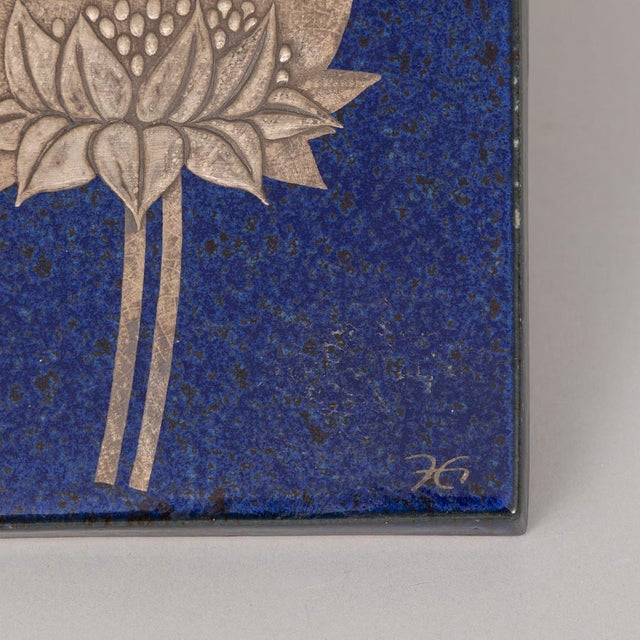 Ceramic Heinz Erret Gustavsberg White Water Lily Ceramic Wall Plaque For Sale - Image 7 of 7