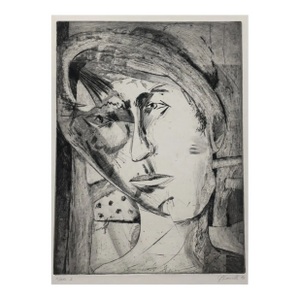 1982 Portrait Etching by Jon Fasenelli Cawelti