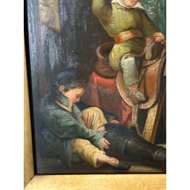 Mid 20th Century Framed Oil on Board "Boy on Saddle", Mid-20th Century For Sale - Image 5 of 7