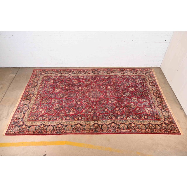 Antique Hand-Woven Persian Sarouk Room Size Wool Rug, Circa 1930s For Sale - Image 11 of 11