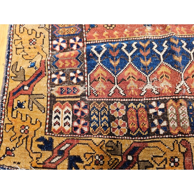 19th Century Handwoven Anatolian Village Area Rug, Wool, Red & Navy, 3' x 5' For Sale - Image 15 of 18