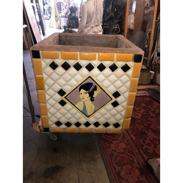 Old tile garden pot Malibu Tile Old Concrete Large 24x27 . Such an amazing garden planter, i’m not sure of the true age...