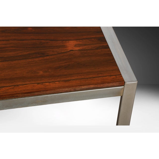 Mid-Century Modern Mid Century Rosewood Chrome Square Milo Baughman Style Coffee Table For Sale - Image 3 of 11
