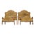 Pair Vintage French Provincial Hand Painted Gold Floral Twin Headboards W Rails For Sale