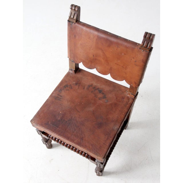 Antique Leather Ranch Chair For Sale - Image 10 of 13